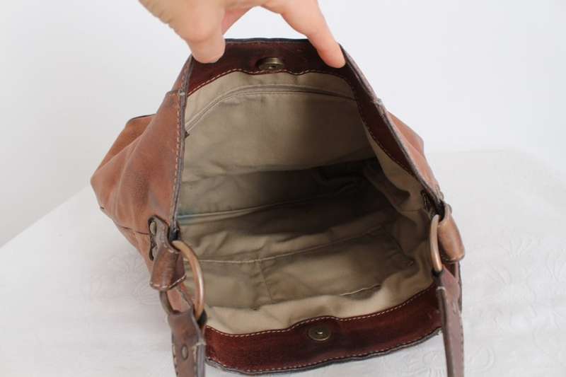 GENUINE LEATHER WOOLWORTHS BROWN TOTE SHOULDER BAG HANDBAG