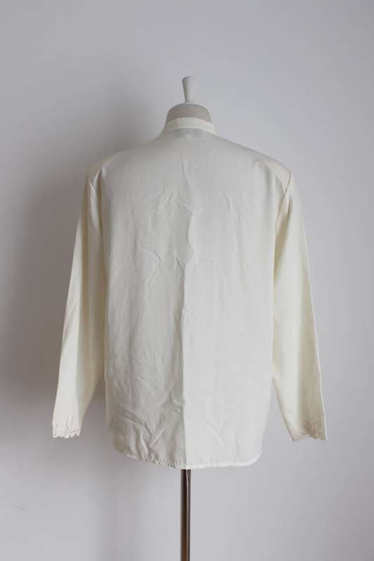 VINTAGE EMBROIDERED CREAM LONG SLEEVE BLOUSE SHIRT TOP - SIZE 14