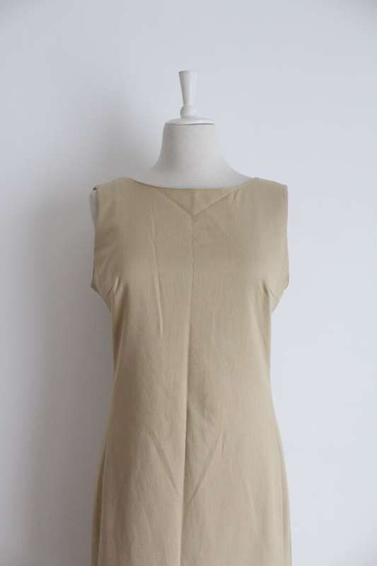 HENNES BEIGE SIMPLE SHIFT OFFICE DRESS - SIZE 14