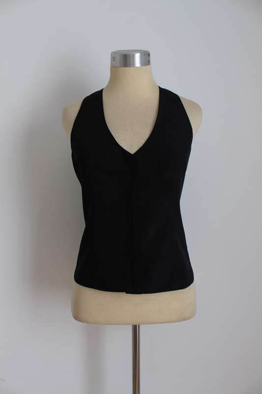 *CLAUDIA KREBSER* DESIGNER BLACK SLEEVELESS WAISTCOAT SHIRT TOP - SIZE 8