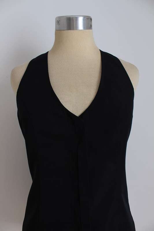 *CLAUDIA KREBSER* DESIGNER BLACK SLEEVELESS WAISTCOAT SHIRT TOP - SIZE 8