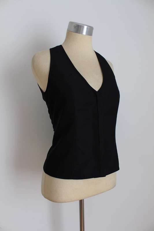 *CLAUDIA KREBSER* DESIGNER BLACK SLEEVELESS WAISTCOAT SHIRT TOP - SIZE 8