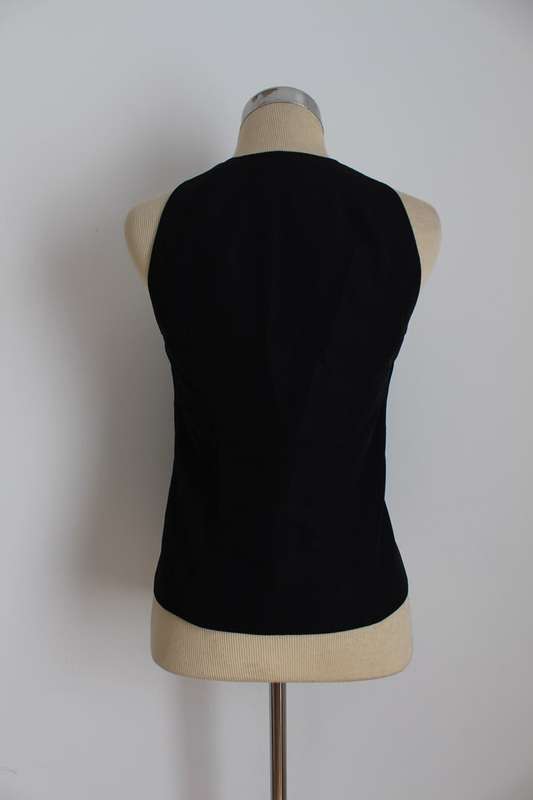*CLAUDIA KREBSER* DESIGNER BLACK SLEEVELESS WAISTCOAT SHIRT TOP - SIZE 8