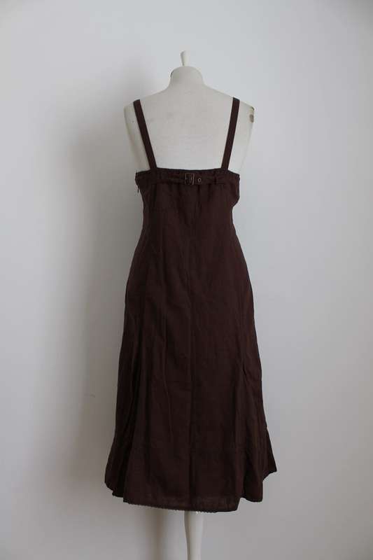 *ESPRIT* DESIGNER LINEN COTTON BROWN DAY DRESS - SIZE 14