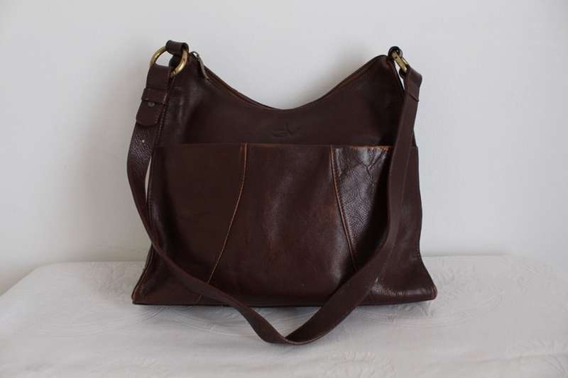 GENUINE LEATHER BROWN TOTE HANDBAG BAG