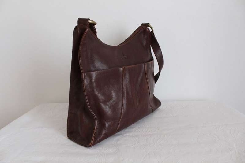 GENUINE LEATHER BROWN TOTE HANDBAG BAG
