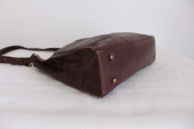 GENUINE LEATHER BROWN TOTE HANDBAG BAG