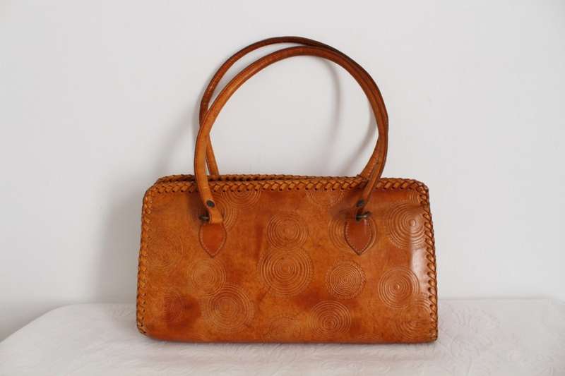 GENUINE LEATHER HAND MADE TOOLED SHOULDER BAG HANDBAG