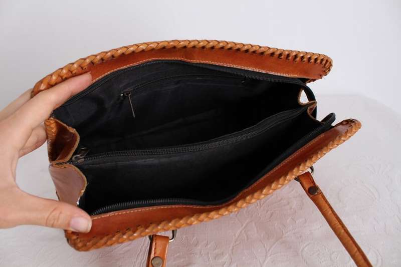 GENUINE LEATHER HAND MADE TOOLED SHOULDER BAG HANDBAG