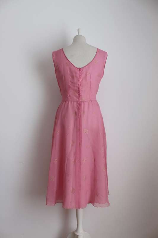 VINTAGE TWO PIECE PINK GOLD DRESS TIE WAIST TOP - SIZE 12
