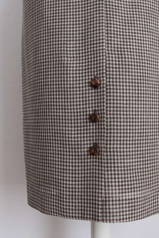 VINTAGE CHECK PLAID BROWN HIGH WAIST PENCIL SKIRT - SIZE 10