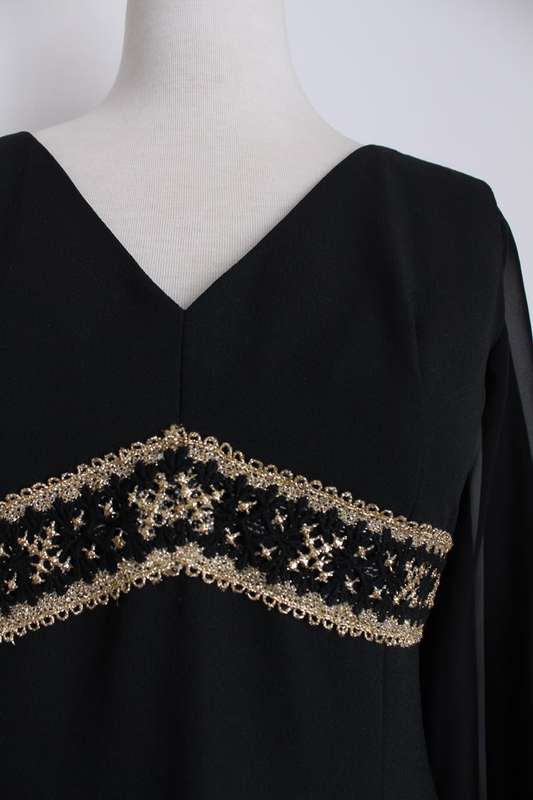 VINTAGE GOLD BLACK CAFTAN STYLE EVENING FORMAL DRESS - SIZE 10