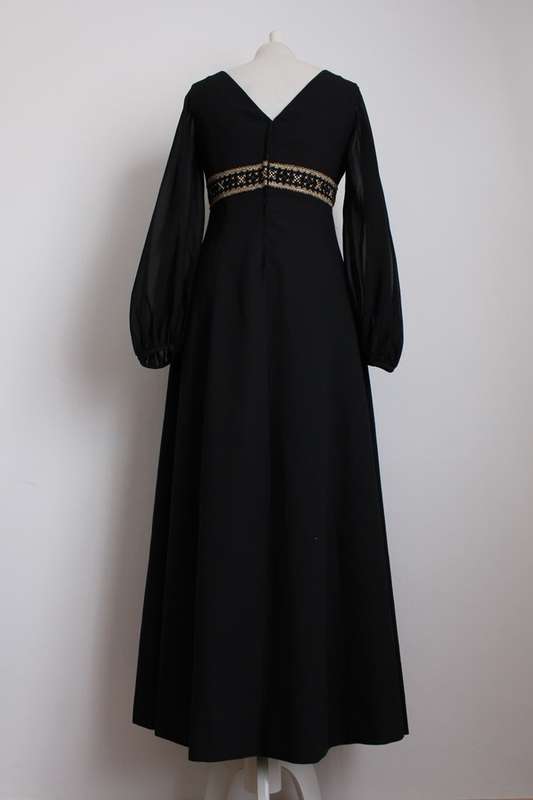 VINTAGE GOLD BLACK CAFTAN STYLE EVENING FORMAL DRESS - SIZE 10