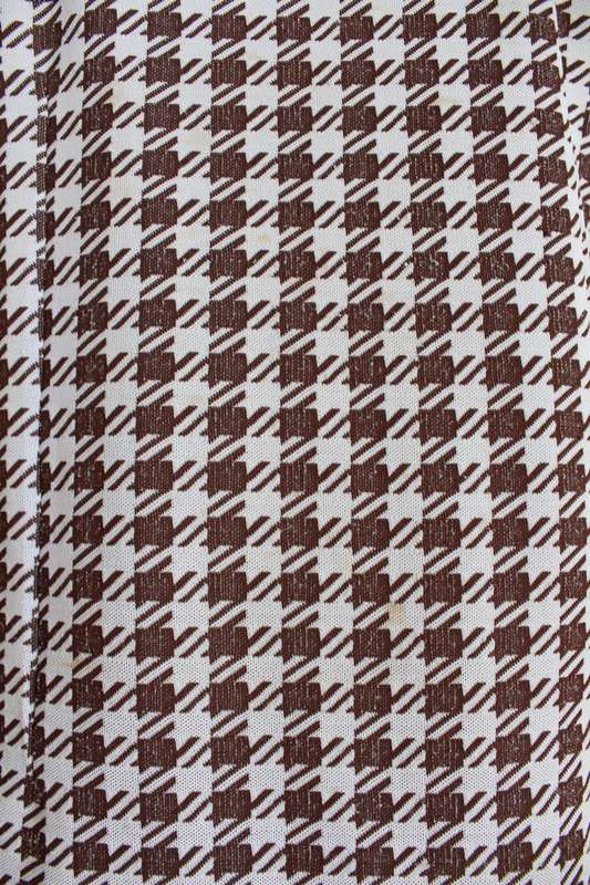 VINTAGE TWO PIECE HOUNDSTOOTH CHECK BROWN DRESS JACKET SET - SIZE 18