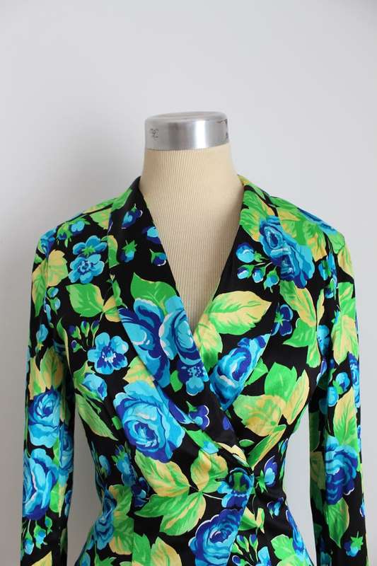 *GABI ROSENWERTH* DESIGNER FLORAL BLUE BLACK GREEN JACKET - SIZE 8