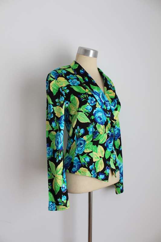*GABI ROSENWERTH* DESIGNER FLORAL BLUE BLACK GREEN JACKET - SIZE 8