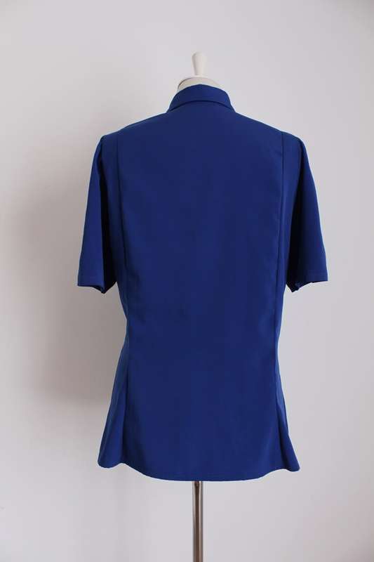VINTAGE ROYAL BLUE SHORT SLEEVE BLOUSE SHIRT TOP - SIZE 12