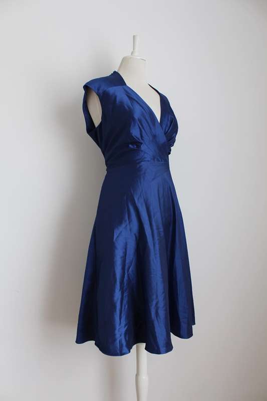 EVAN-PICONE BLUE SWEETHEART NECK TIE WAIST COCKTAIL EVENING DRESS - SIZE 14