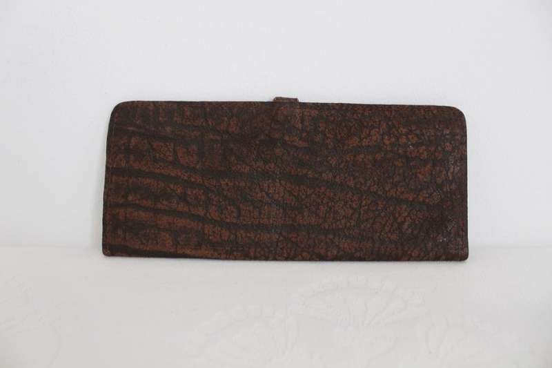 *GENUINE BUFFALO SKIN* VINTAGE BROWN LEATHER CHEQUE BOOK HOLDER WALLET