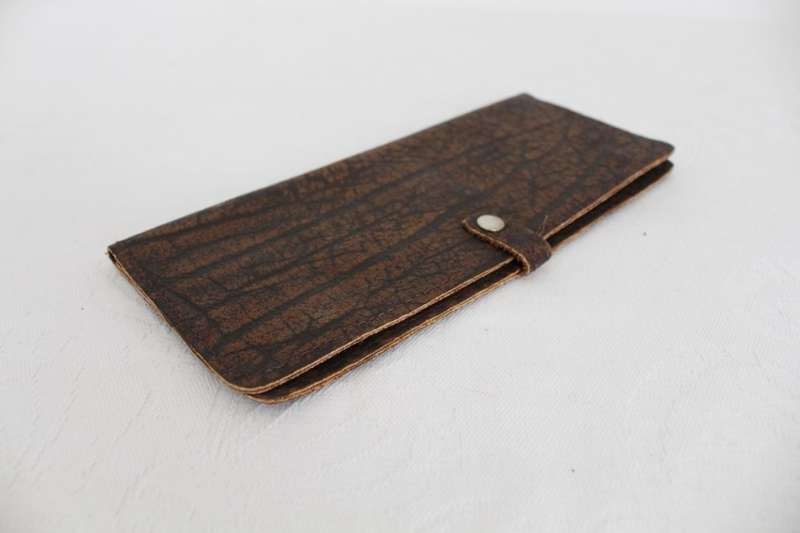*GENUINE BUFFALO SKIN* VINTAGE BROWN LEATHER CHEQUE BOOK HOLDER WALLET