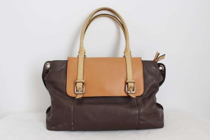 DISSONA DESIGNER GENUINE LEATHER BROWN LARGE TOTE HANDBAG BAG
