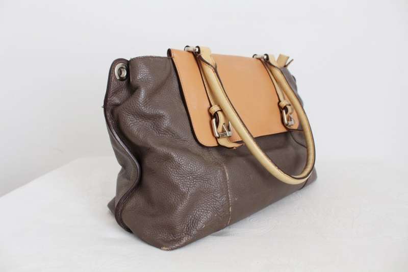 *DISSONA* DESIGNER GENUINE LEATHER BROWN LARGE TOTE HANDBAG BAG