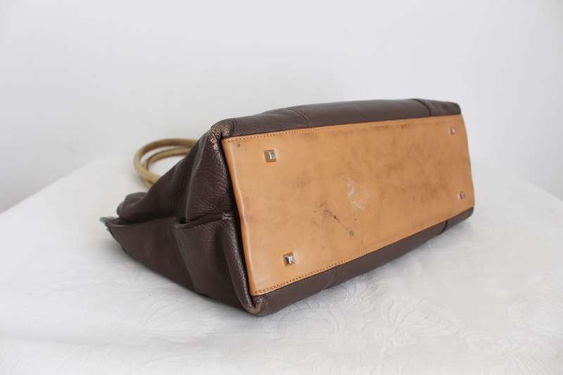 *DISSONA* DESIGNER GENUINE LEATHER BROWN LARGE TOTE HANDBAG BAG