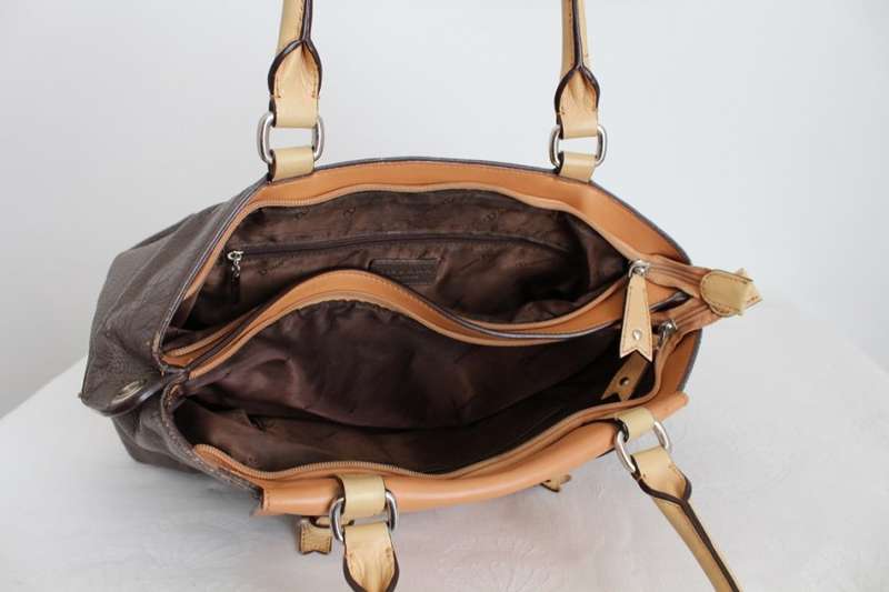 *DISSONA* DESIGNER GENUINE LEATHER BROWN LARGE TOTE HANDBAG BAG
