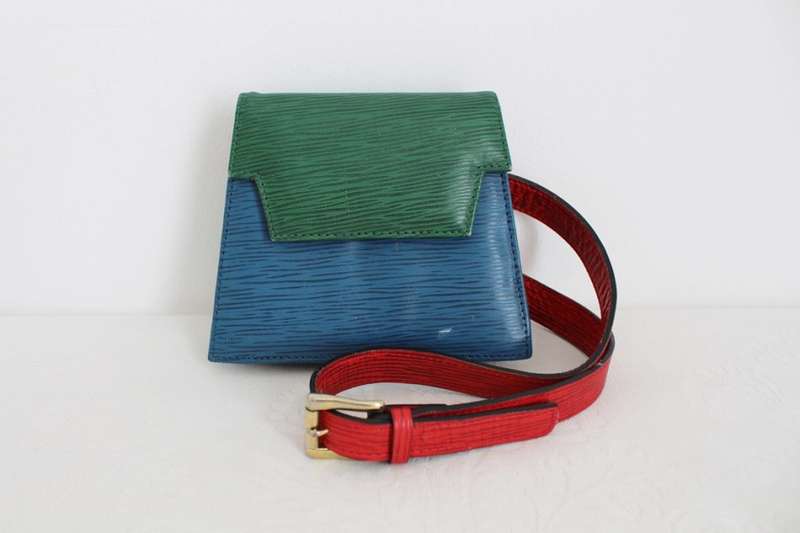 VINTAGE GENUINE LEATHER TEXTURED MULTICOLOURED BELT BAG PURSE