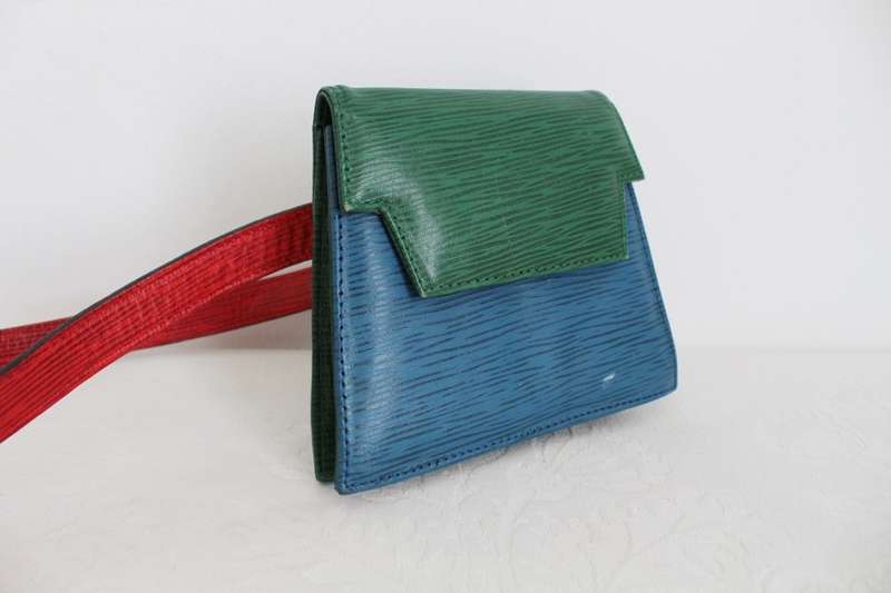 VINTAGE GENUINE LEATHER TEXTURED MULTICOLOURED BELT BAG PURSE