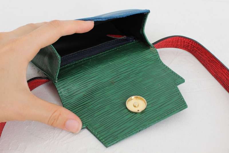 VINTAGE GENUINE LEATHER TEXTURED MULTICOLOURED BELT BAG PURSE