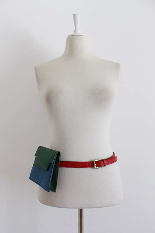 VINTAGE GENUINE LEATHER TEXTURED MULTICOLOURED BELT BAG PURSE