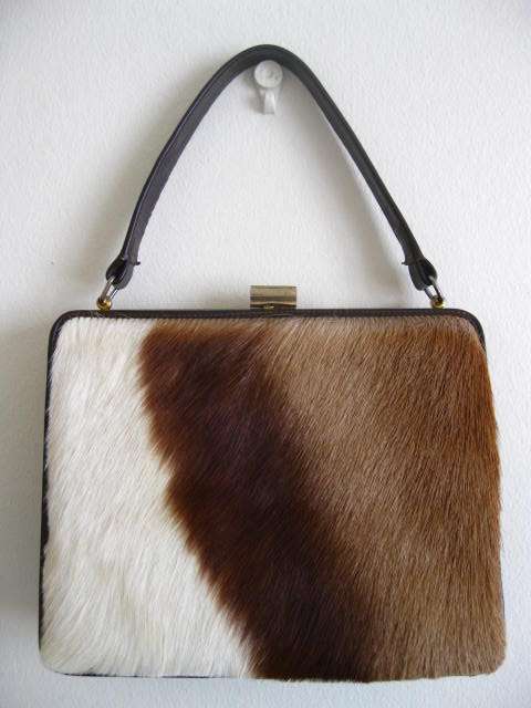VINTAGE ***GENUINE SPRINGBOK*** AND BROWN LEATHER SMALL HANDBAG PURSE