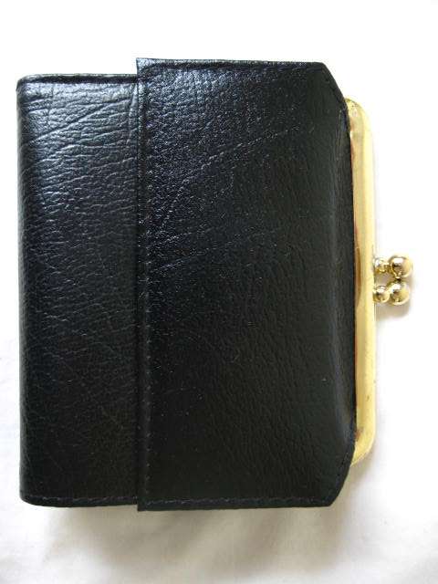 VINTAGE "BUXTON" GENUINE SELECTED TOP-GRAIN LEATHER BLACK LADIES WALLET/ PURSE