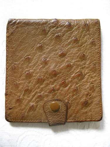 VINTAGE ***GENUINE OSTRICH SKIN/ LEATHER*** TAN CARAMEL MEN'S WALLET/ PURSE
