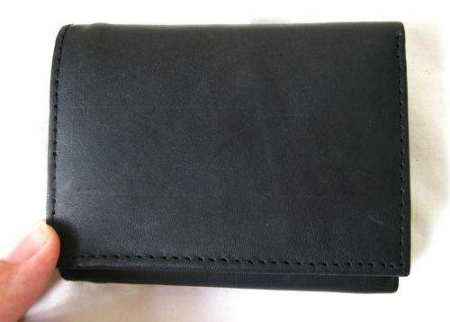**GENUINE LEATHER** HANDCRAFTED BLACK TRI-FOLD MEN'S WALLET BRAND NEW
