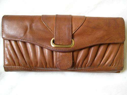 GENUINE LEATHER PLEATED TAN WOOLWORTHS LADIES WALLET