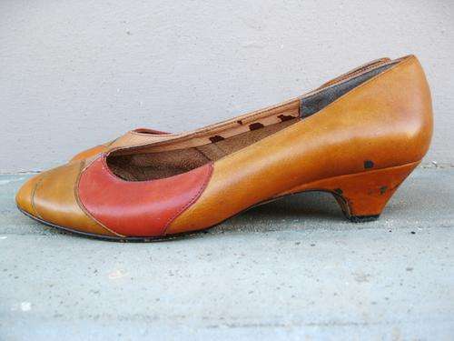 VINTAGE GENUINE LEATHER BROWN PATCH SHOES - SIZE 6.5