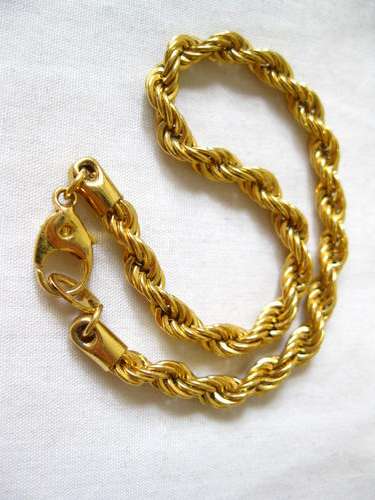 VINTAGE GOLD PLATED ROPE STYLE CHAIN BRACELET BANGLE