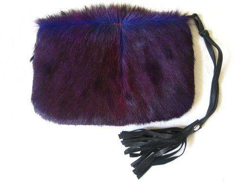 VINTAGE *GENUINE SPRINGBOK SKIN* FUR HIDE WALLET PURSE WITH LEATHER TASSLE