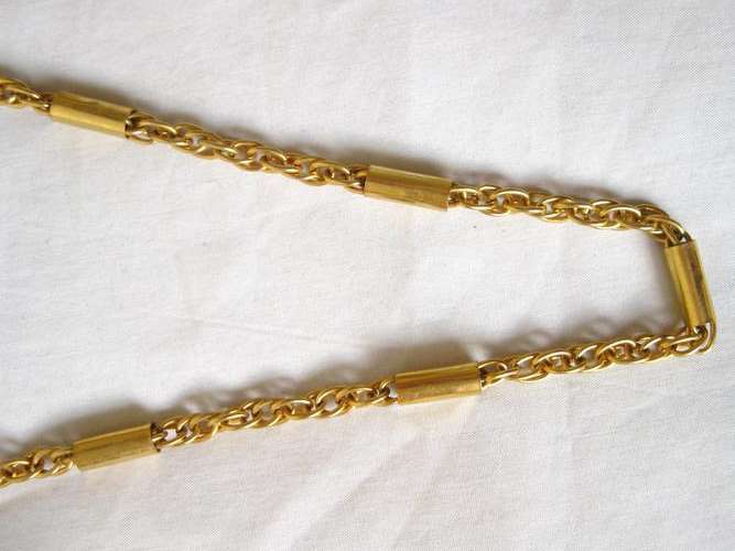 VINTAGE GOLD PLATED ROUND BAR CHAIN NECKLACE