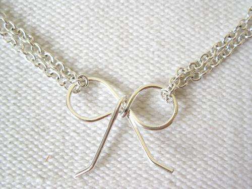 NEW SILVER PLATED BOW KNOT CHARM FINE DOUBLE CHAIN BRACELET