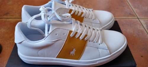 Polo Men`s White and Mustard Sneaker UK 7
