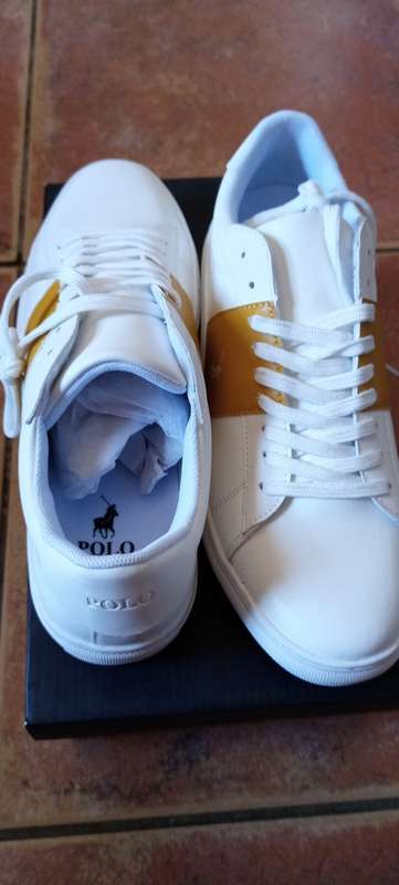 Polo Men`s White and Mustard Sneaker UK 7