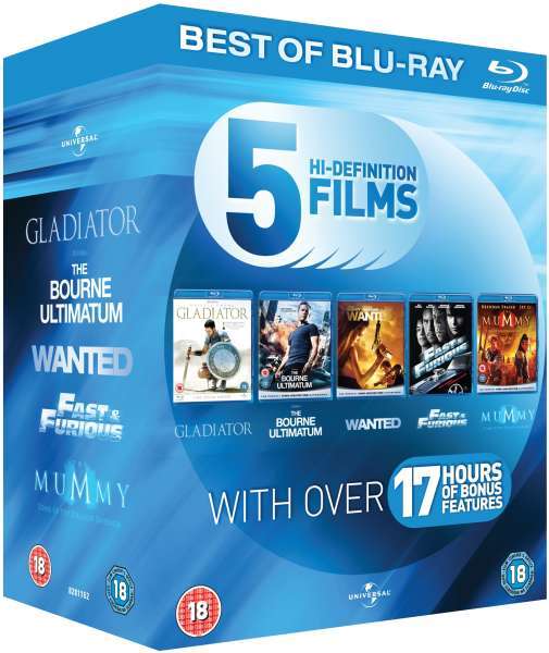 Blu-Ray Starter Pack: Gladiator / The Bourne Ultimatum / Wanted / Fast and Furious / The Mummy 3