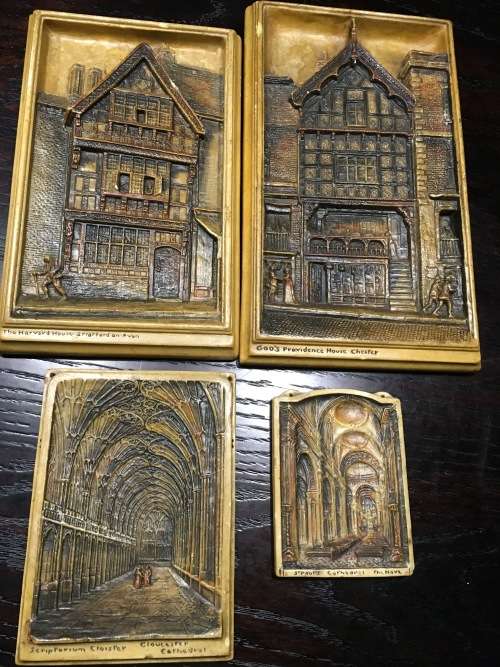4 Old Resin like Plaques