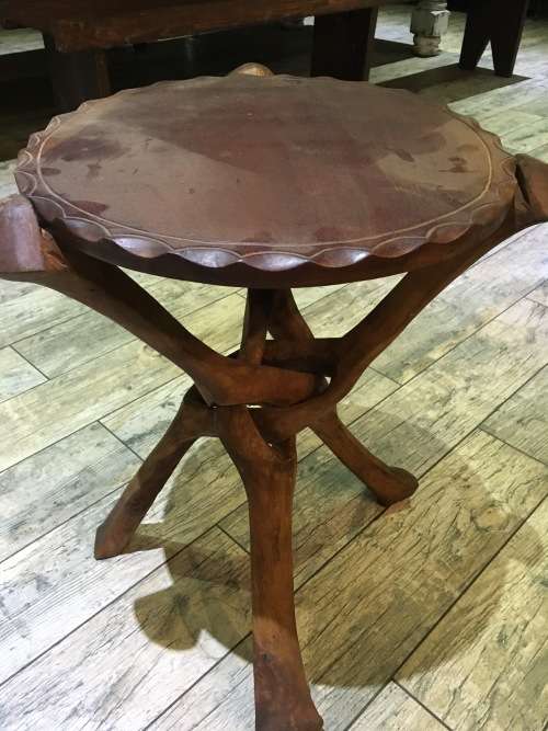 African Side Table With Folding Legs