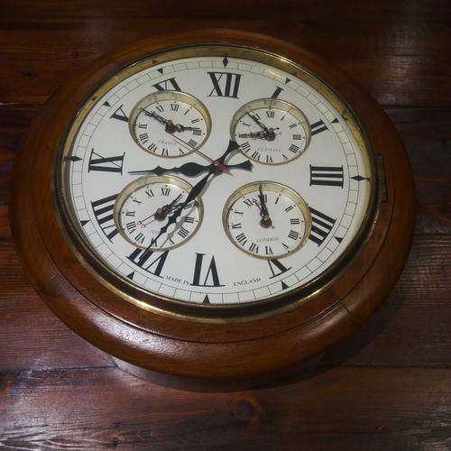 World Clock Wood and Brass