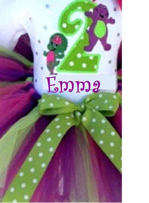 Barney The Dinosaur Tutu with Printed Personalised Onesie