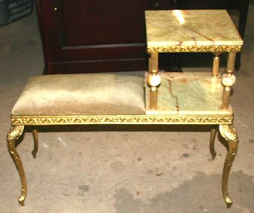 A STUNNING BRASS & MARBLE TELEPHONE TABLE c/w STORAGE SHELF IN GREAT CONDITION!!!